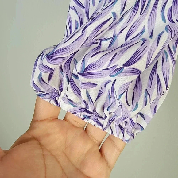 Rochelle Behrens The shirt Long Sleeve Print Ruffle Office Career Casual… - Picture 4 of 10